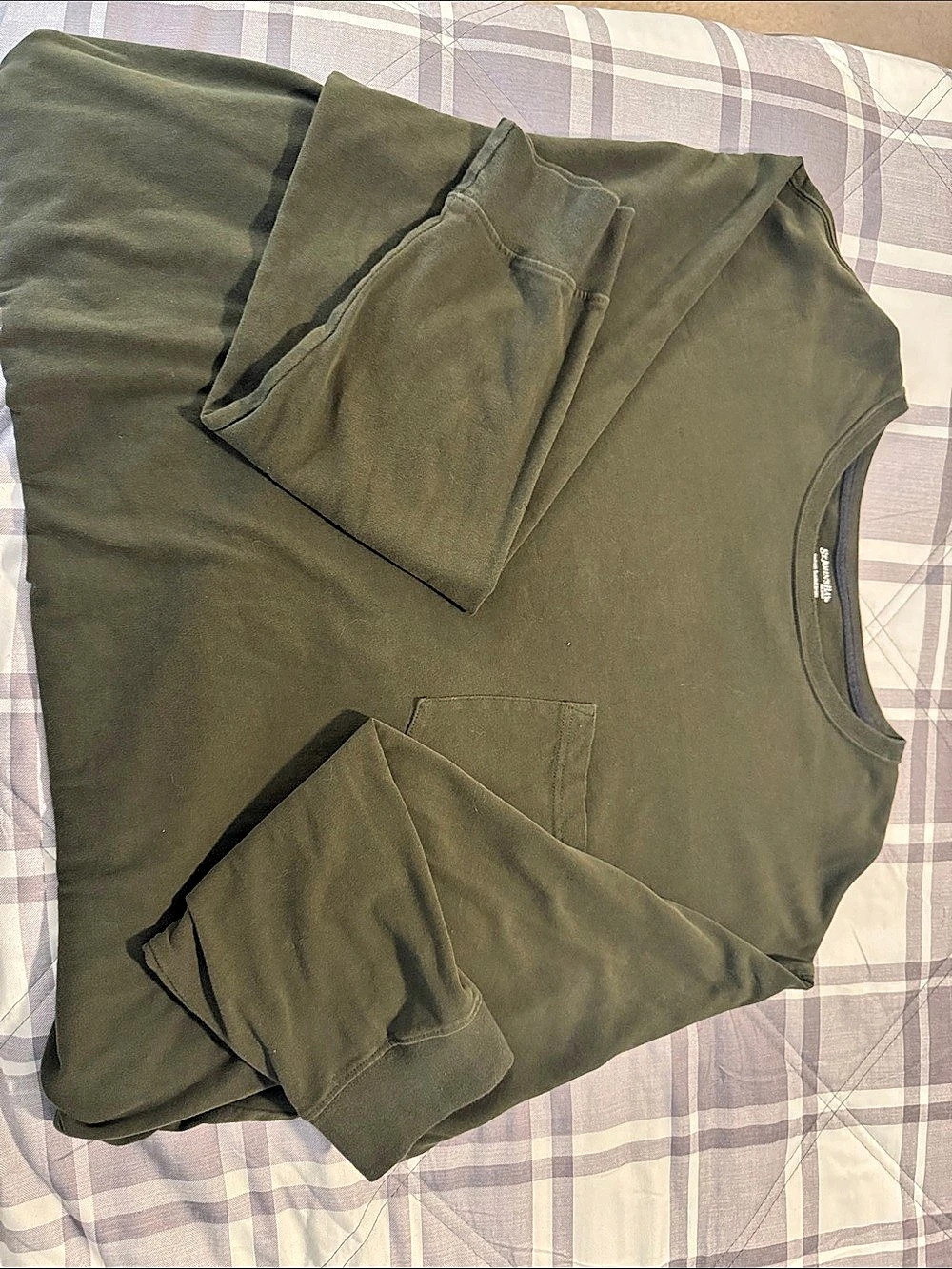 St. John's Bay Heritage Sueded Jersey Long Sleeve Pocket Tee Long Sleeve Tee. 2X